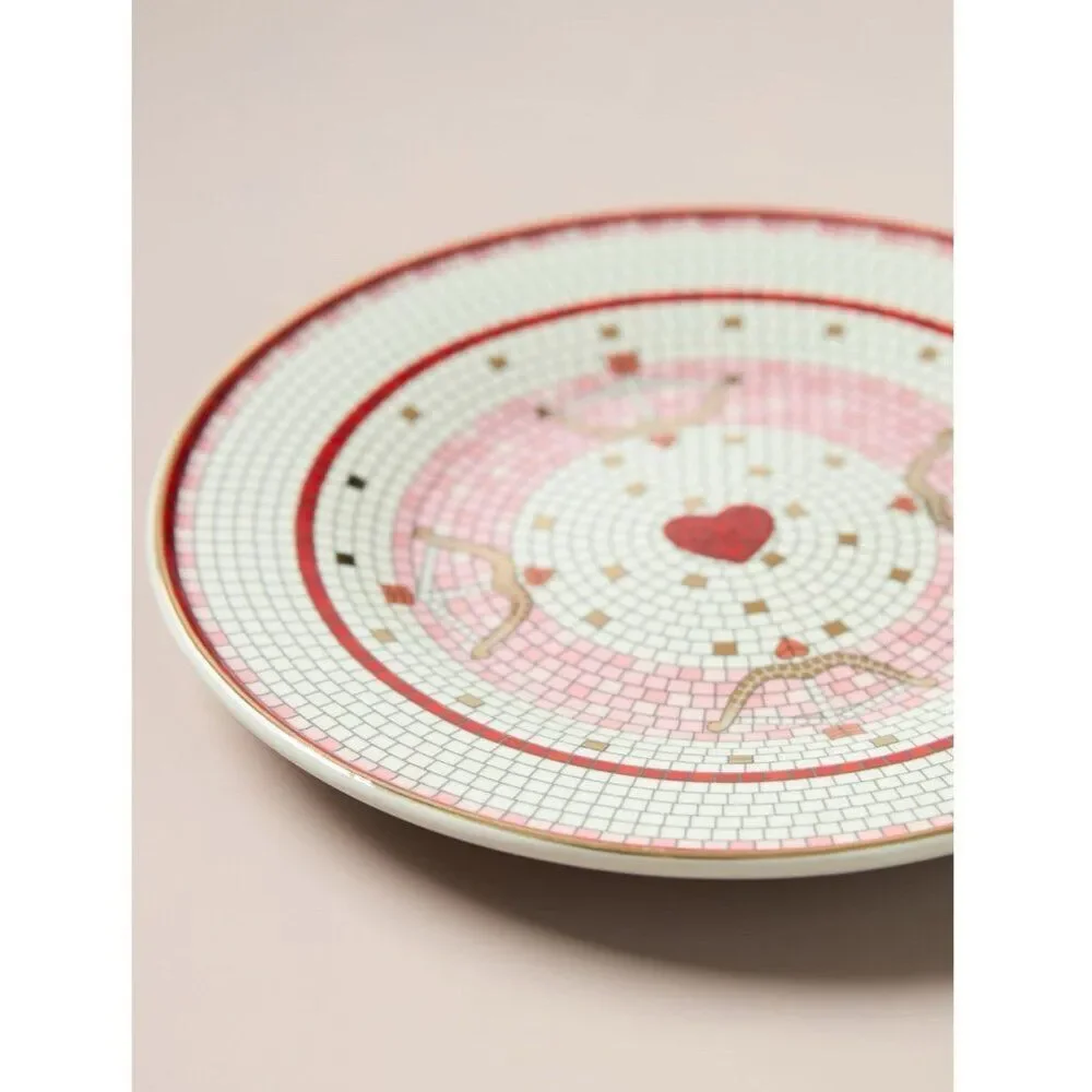 Anthropologie Bistro Tile Valentine’s Dessert Plate 8
